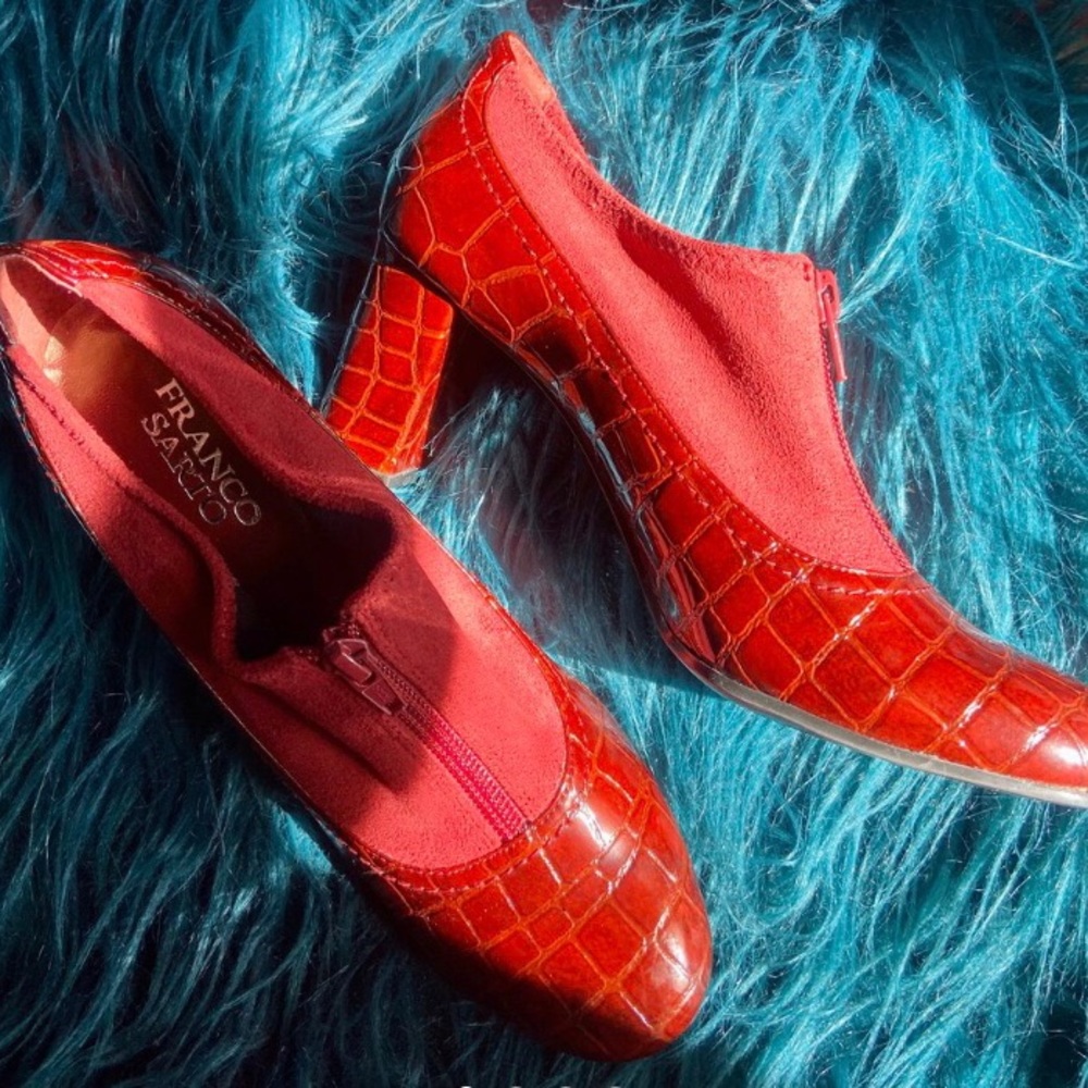 Vintage oxblood snakeskin heeled boots